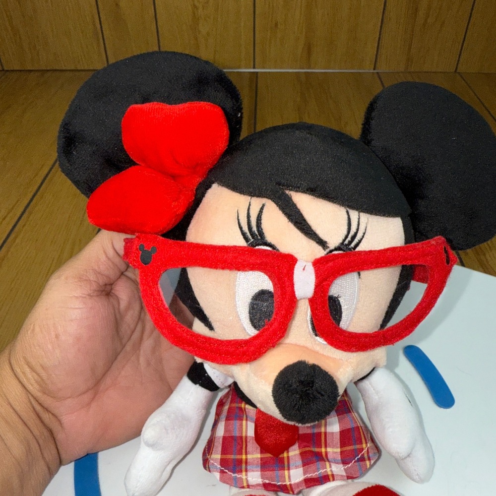 Disney Parks Minnie Mouse Nerd Plush With Glasses Hipster School Girl - Picture 4 of 15